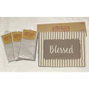 NEW Robert Stanley "Blessed" Table Runner w/12 Napkins